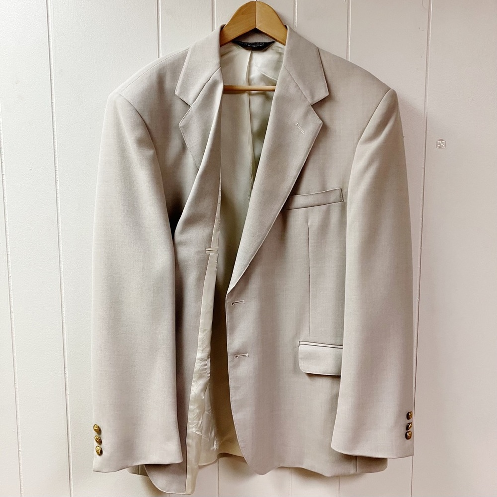 Office Wedding Travel APPLESEEDS Mens Single Breasted Jacket Blazer 46 L Beige